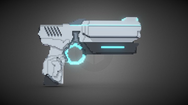 Simple Voxel Sci Fi Pistol 3D Model