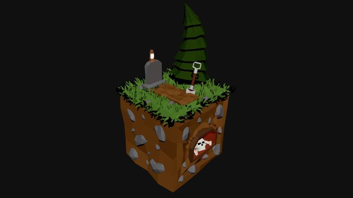 Low-Poly Graveyard 3D Model