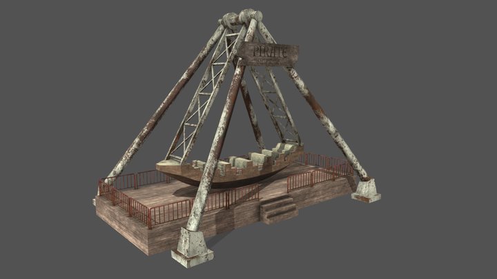 Pirate Ship Ride Abandoned 3D Model
