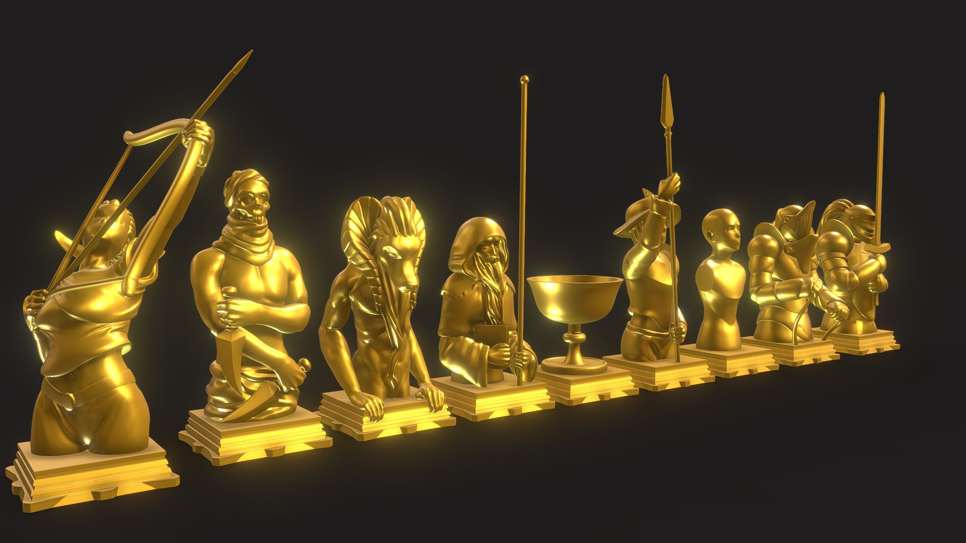 Fate Zero 9 Classes Chess Set Buy Royalty Free 3d Model By Gustavo Sept Gustavosept 21f373d