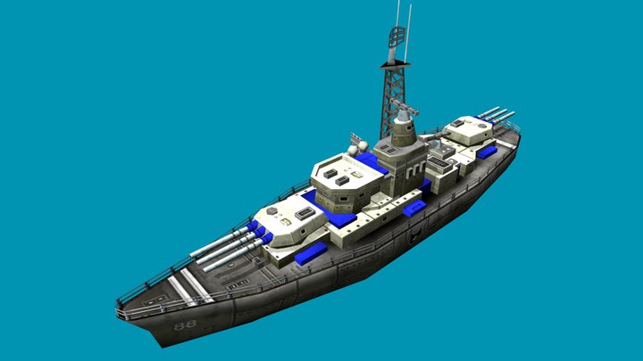 USA Battleship (Tidal Wars version) 3D Model