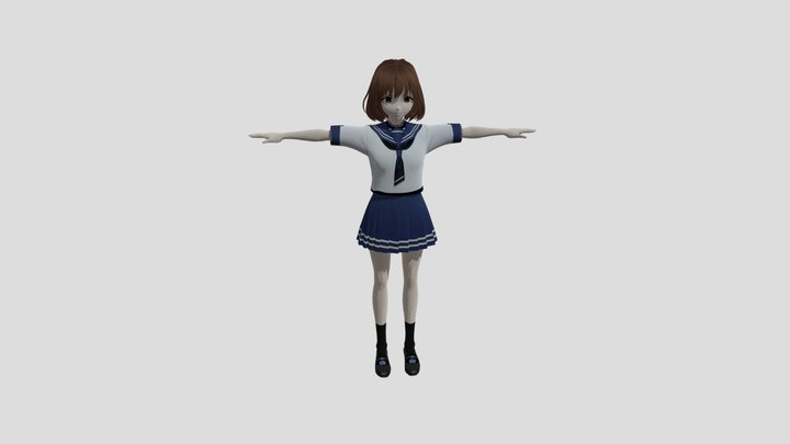 Bob Cut High School Girl 3D Model