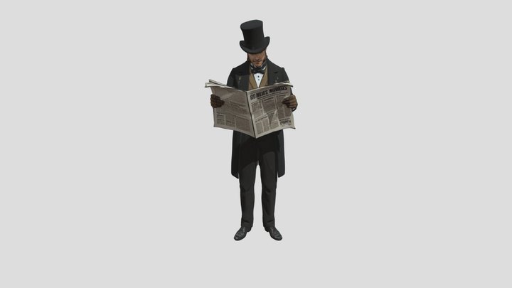 Gentleman reading news paper 3D Model