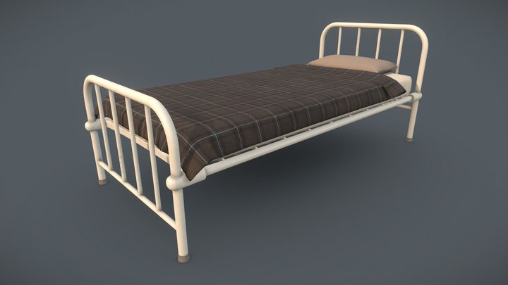 Vintage Hospital Bed 4K PBR Game-Ready 3D Model