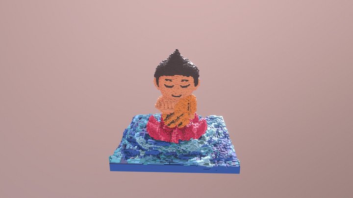 Voxel Buddha 3D Model
