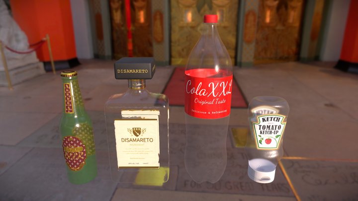 Bottles pack - Ideal for liquid shader 3D Model