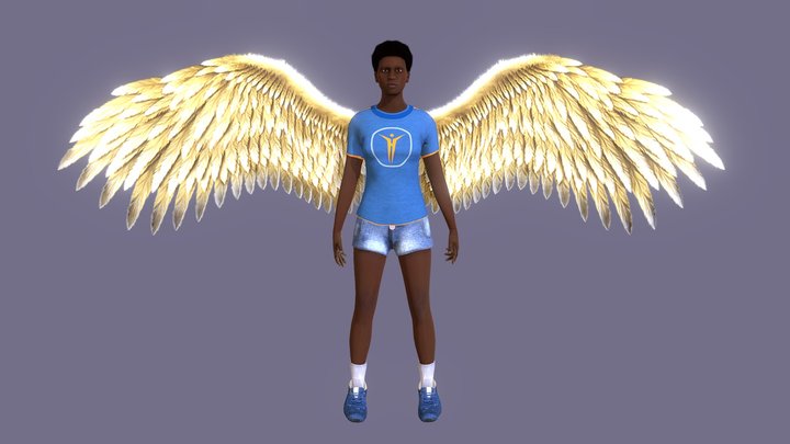 Golden Angel Wings Animations With Model Example 3D Model