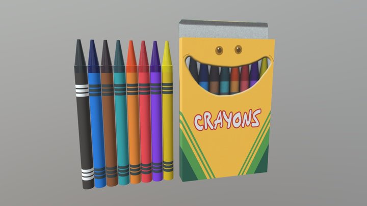 CC0 - Crayons 3D Model