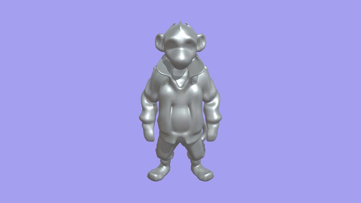 Monkey-like character in astronaut attire 3D Model