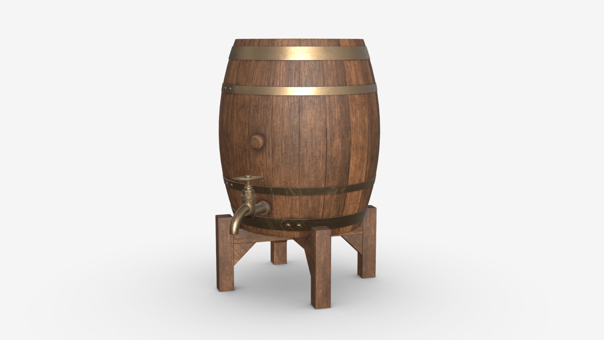 3D model Wooden barrel for beer 02 - This is a 3D model of the Wooden barrel for beer 02. The 3D model is about a wooden chair with a handle.