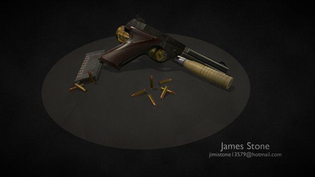 Modified Pistol and WWII Grenade 3D Model