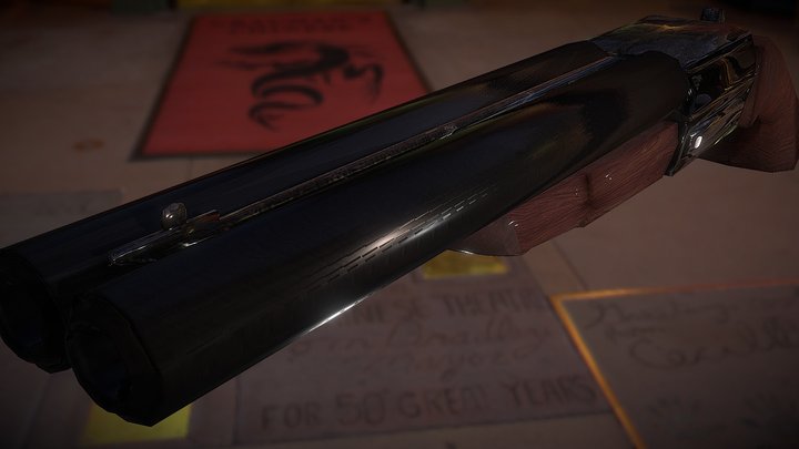Double Barrel Shotgun ZeroLeL (Low Poly) 3D Model