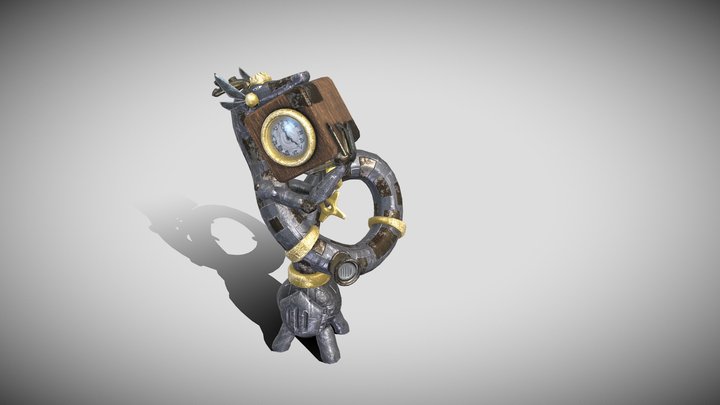 Steampunk grandfather clock dragon 3D Model