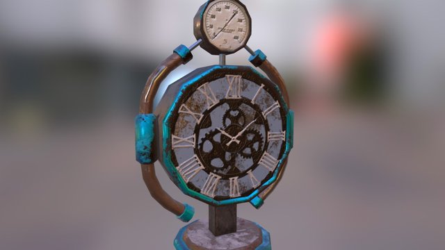 Steampunk clock 3D Model