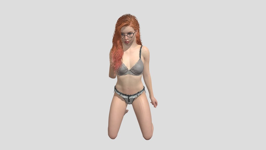 FEMALE Redheaded Model in Lace Lingerie