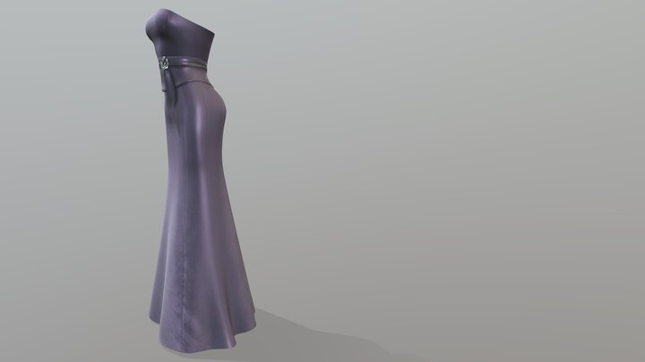 Female Strapless Evening Dress 3D Model