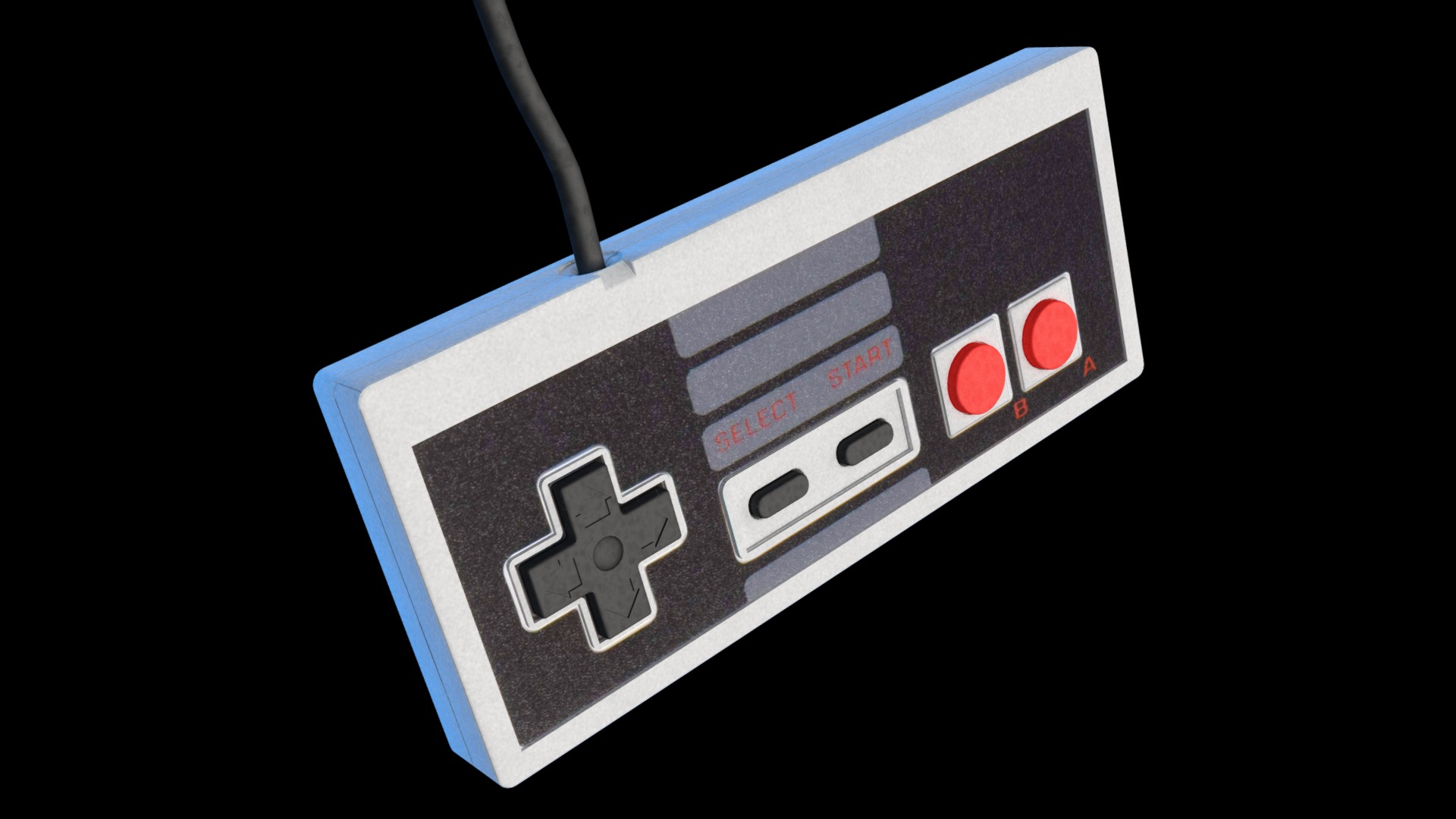 3D model NES Controller - This is a 3D model of the NES Controller. The 3D model is about a white and blue electronic device.