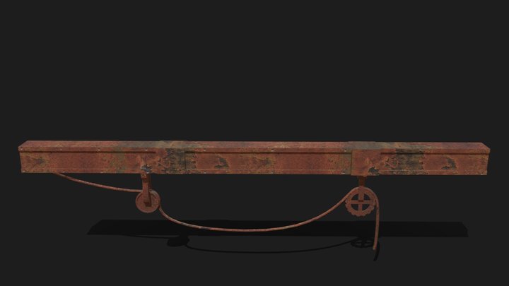Rusty Industrial Crane Beam & Pulley System