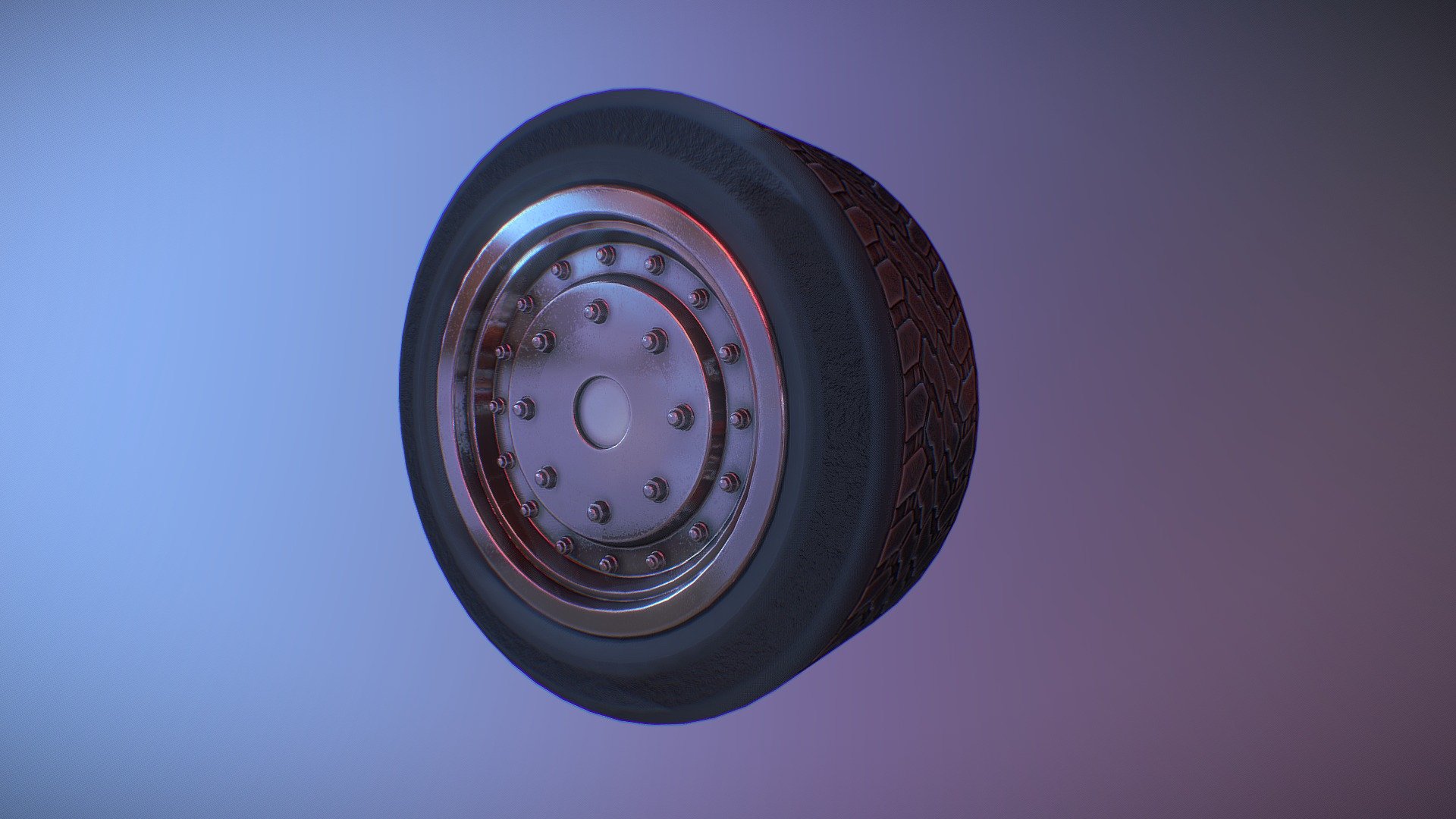 TRUCK WHEEL RIM TIRE LOWPOLY