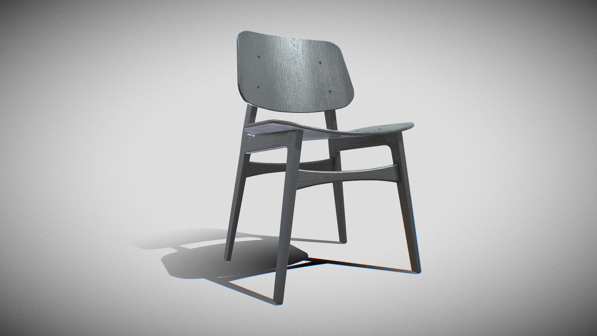 3D model Soborg Chair Black Ash wood - This is a 3D model of the Soborg Chair Black Ash wood. The 3D model is about a chair on a white background.