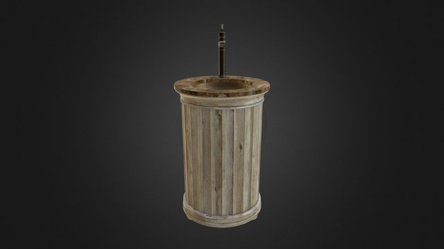 Column pedestal sink chest - antique white 3D Model