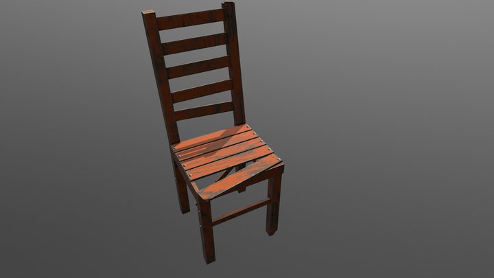 Wood Old Chair 3D Model