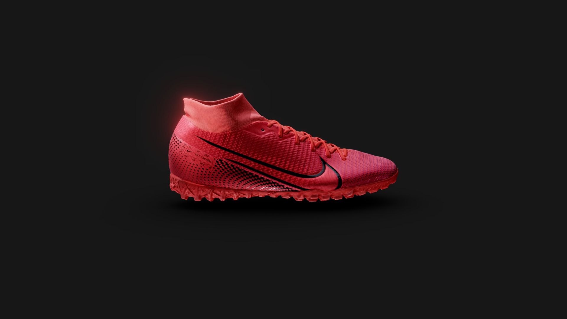 3D model Nike Mercurial Superfly 7 - This is a 3D model of the Nike Mercurial Superfly 7. The 3D model is about a red shoe on a black background.