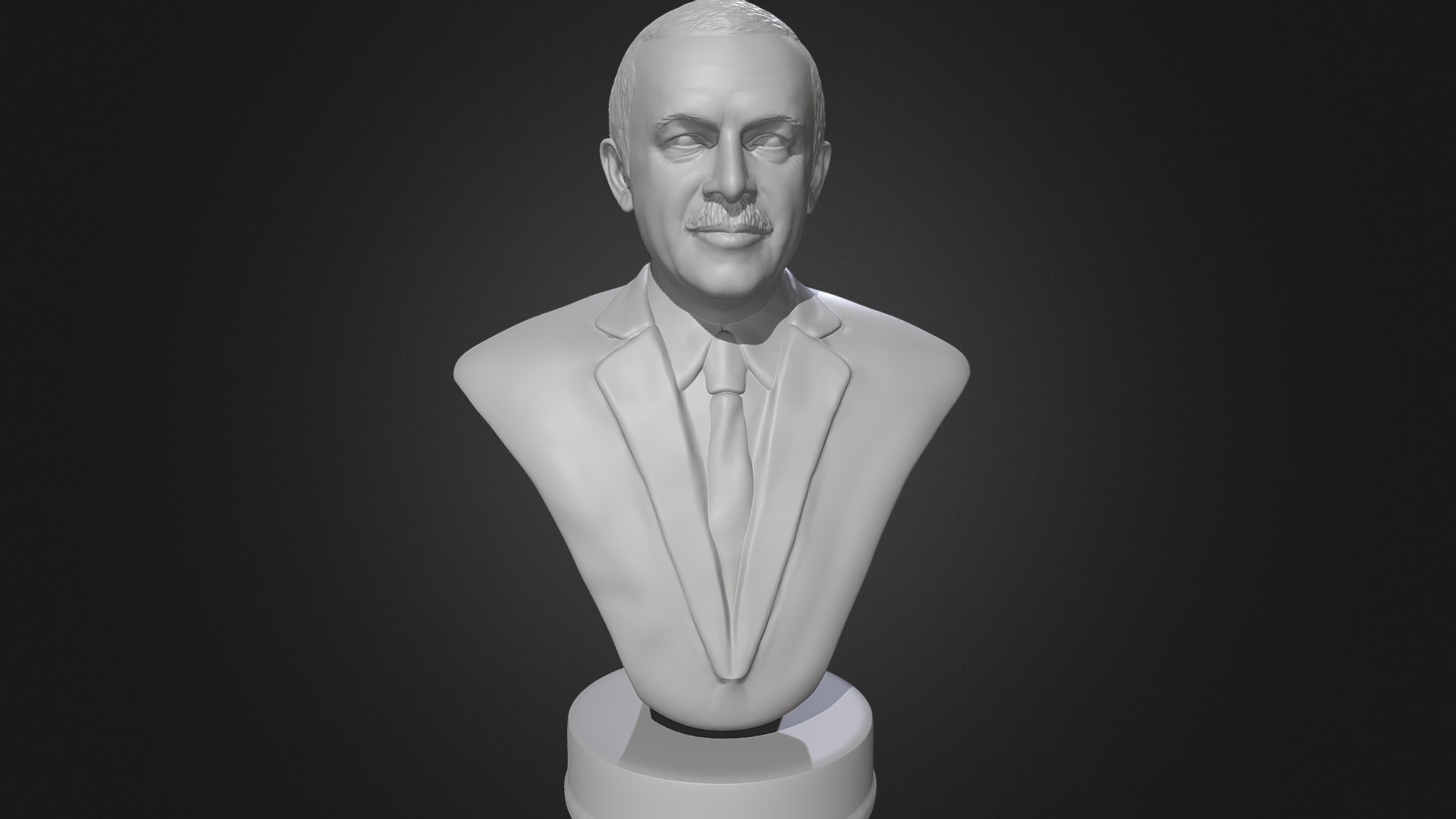 3D model Recep Tayyip Erdogan 3D printable portrait bust - This is a 3D model of the Recep Tayyip Erdogan 3D printable portrait bust. The 3D model is about a statue of a person.