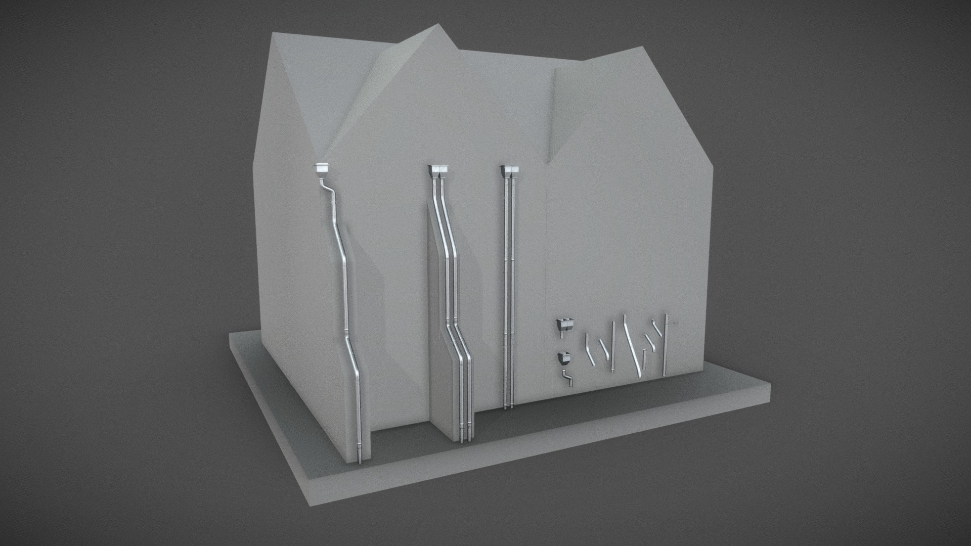 3D model Modular Roof Gutter Pipe-Set (WIP-2) - This is a 3D model of the Modular Roof Gutter Pipe-Set (WIP-2). The 3D model is about a white box with a clear top.