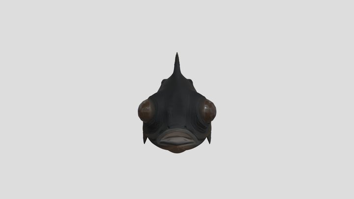 cartoon-like dark fish with big eye 3D Model