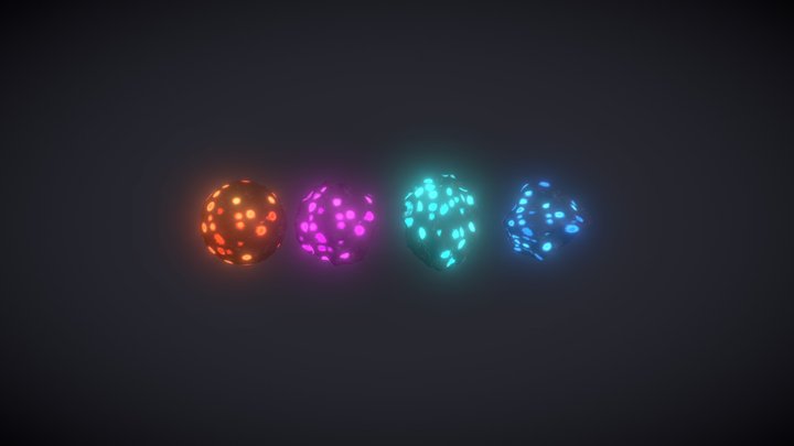 Stylized Asteroids 3D Model