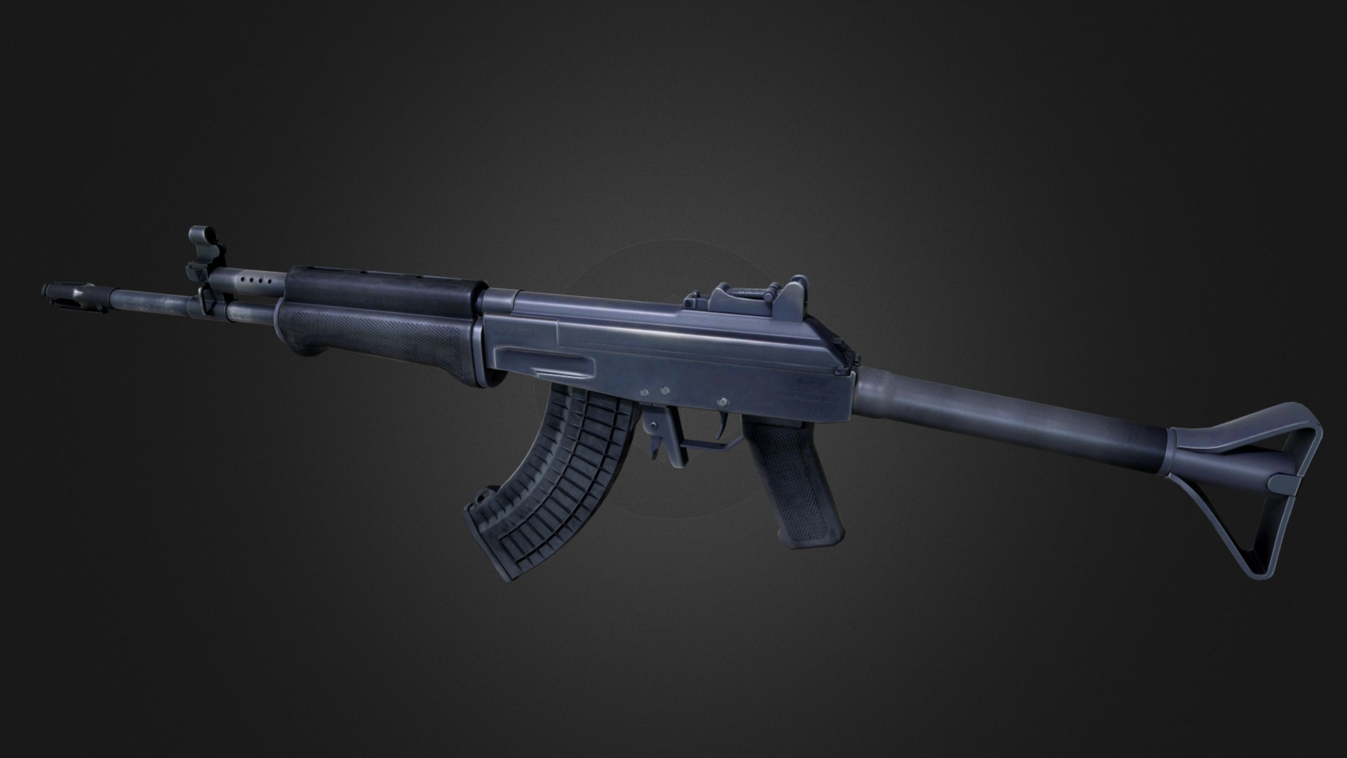 3D model RK-62 Asssault Rifle - This is a 3D model of the RK-62 Asssault Rifle. The 3D model is about a silver and black rifle.