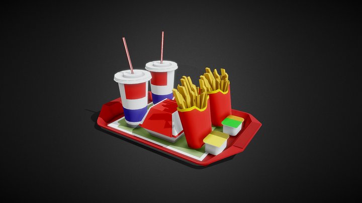Low poly fast food 3D Model