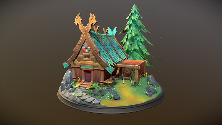 Stylized Nordic Cabin 3D Model