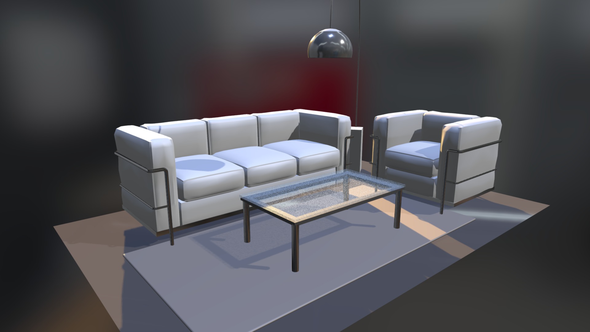 3D model Le Corbusier Sofa - This is a 3D model of the Le Corbusier Sofa. The 3D model is about a white couch with a coffee table.