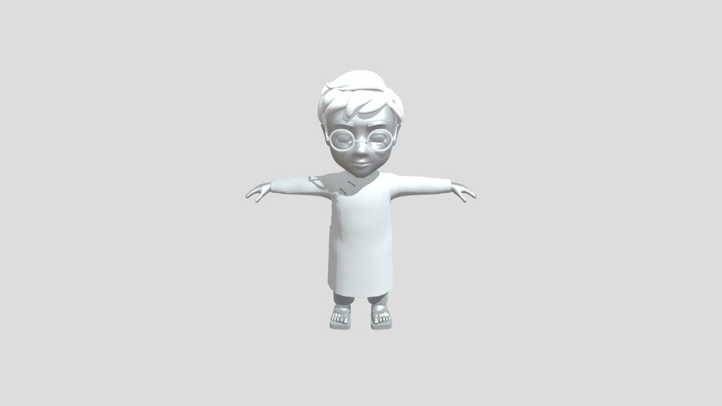 Cartoon-Character-Child-Indian 03-Rig 3D model