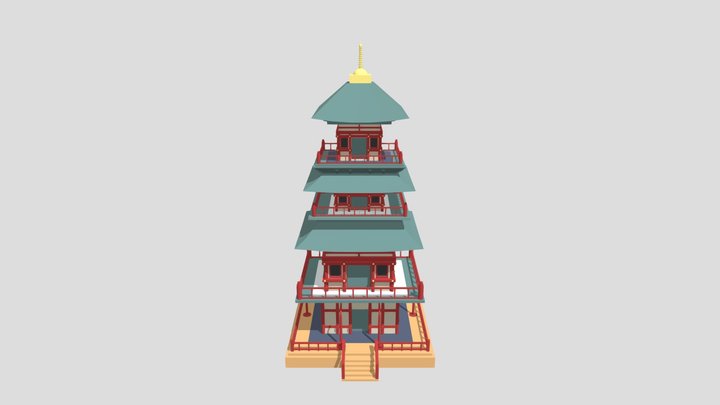 Japanese Pagoda Temple 3D Model
