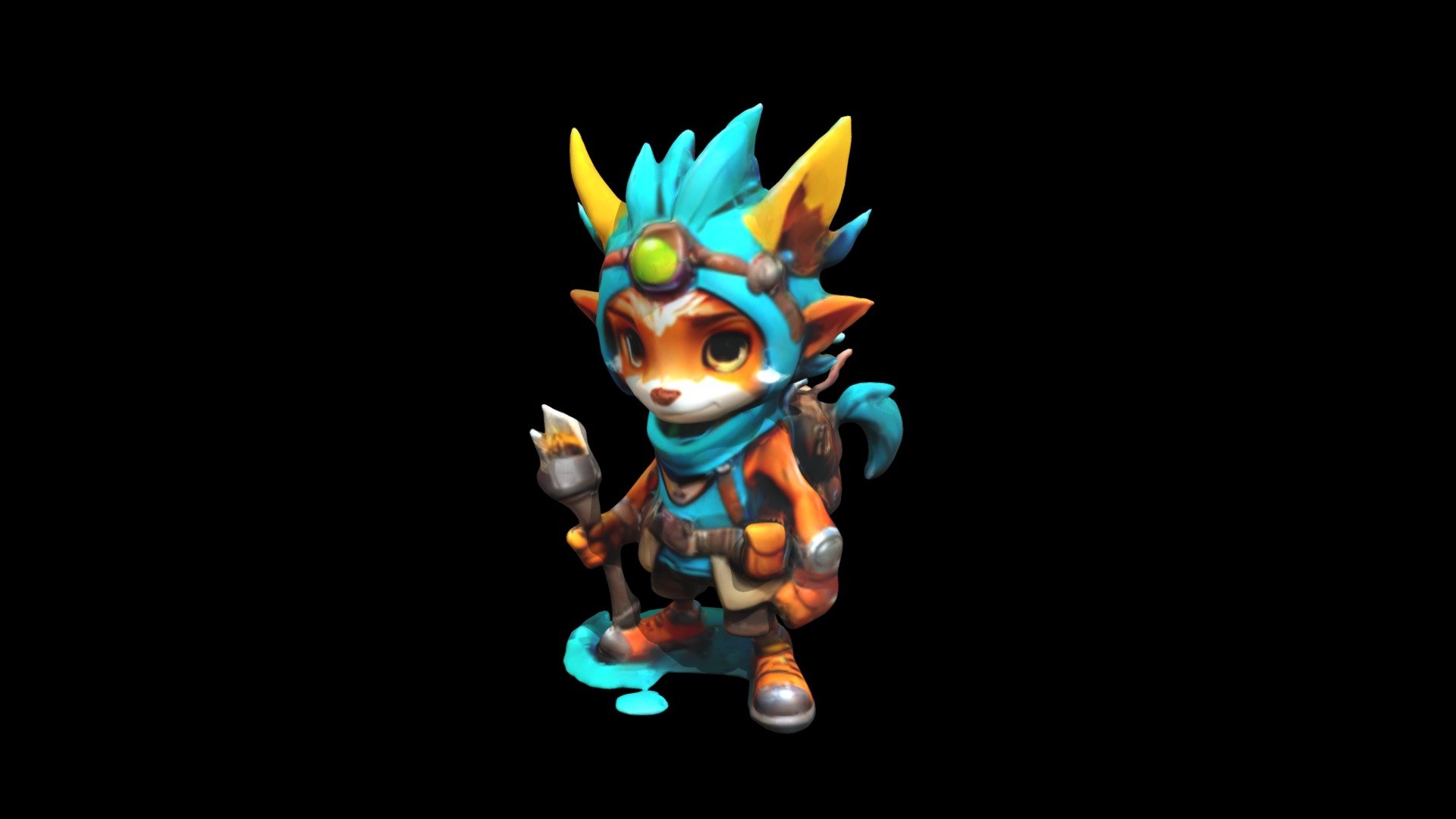 A determined fox with a blue cap and goggles hol - Download Free 3D ...