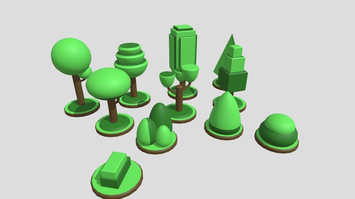 Geometric Trees And Bushes 3D Model