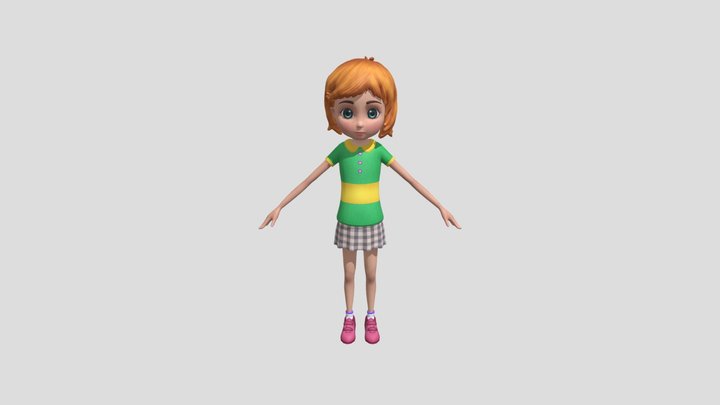 Cartoon Girl Character 3D Model