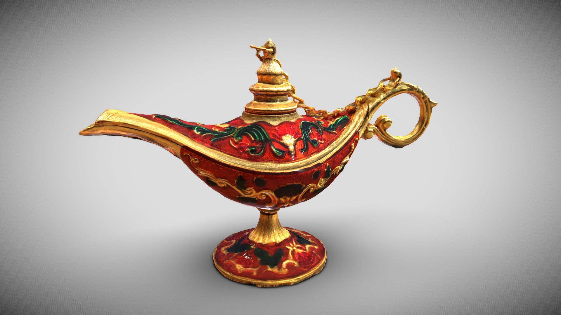 3D model Lamp - This is a 3D model of the Lamp. The 3D model is about a gold and red pot.