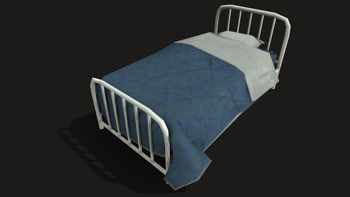Retro Lowpoly Bed 3D Model