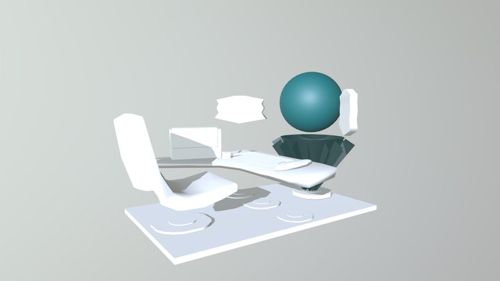 3 1 Futuristic Deskand Chair Fender 3D Model