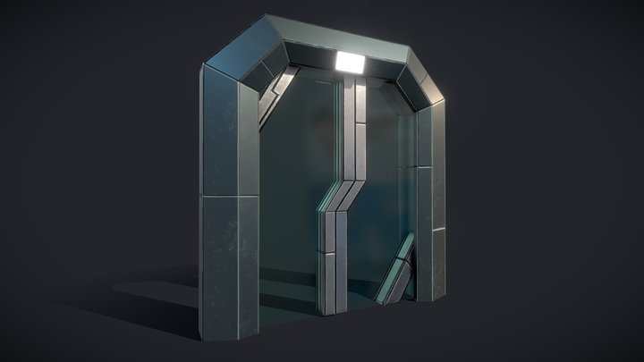 Cyberpunk - Lab Glass Sliding Door (Study files) 3D Model