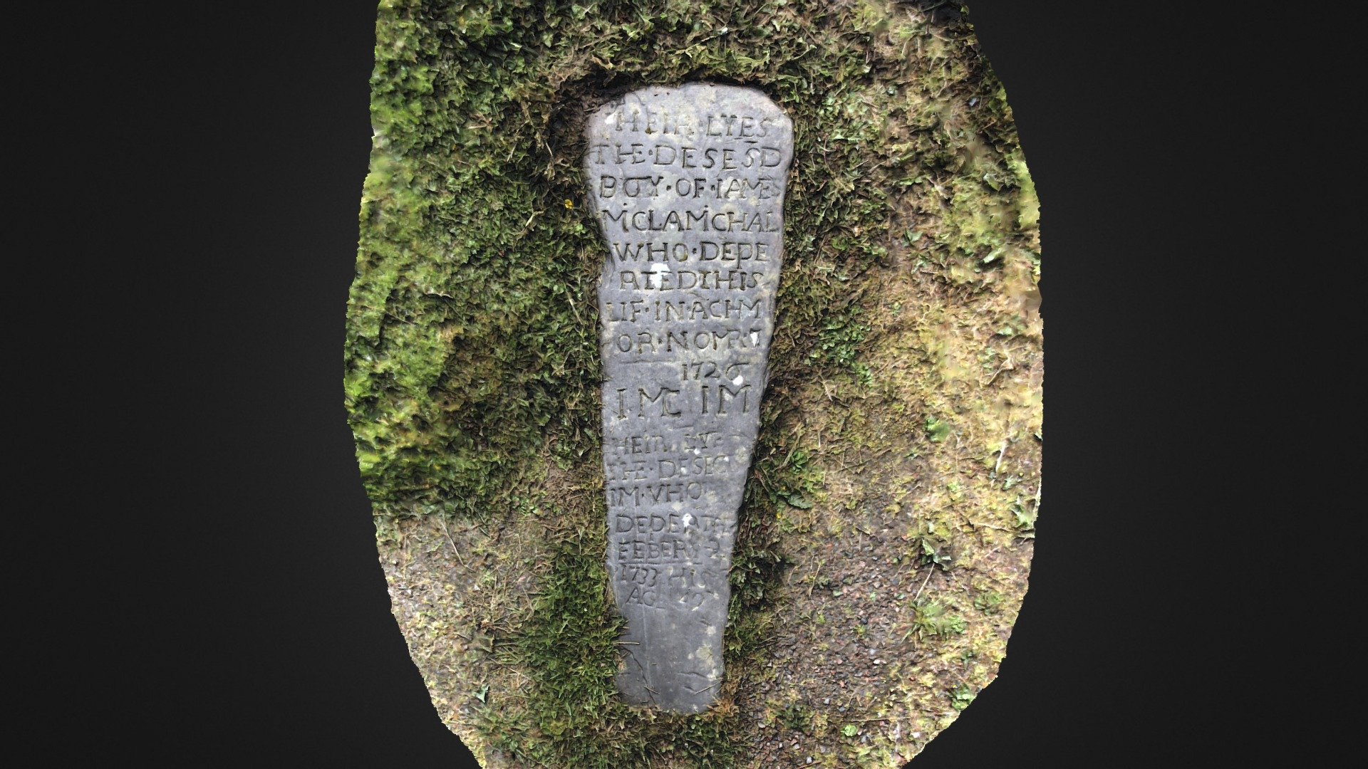 Mortlach Kirk 1726 graveslab, Dufftown, Moray