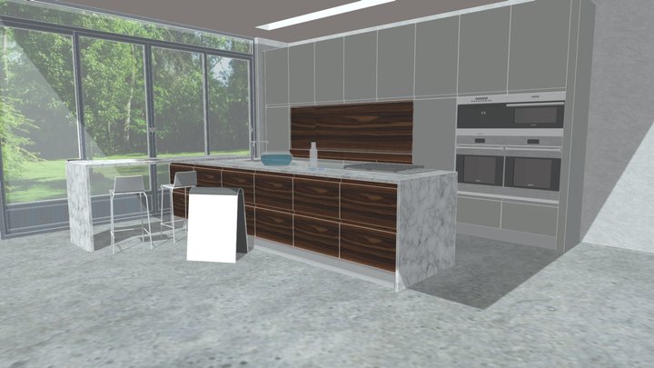Paris Rosewood kitchen 3D Model