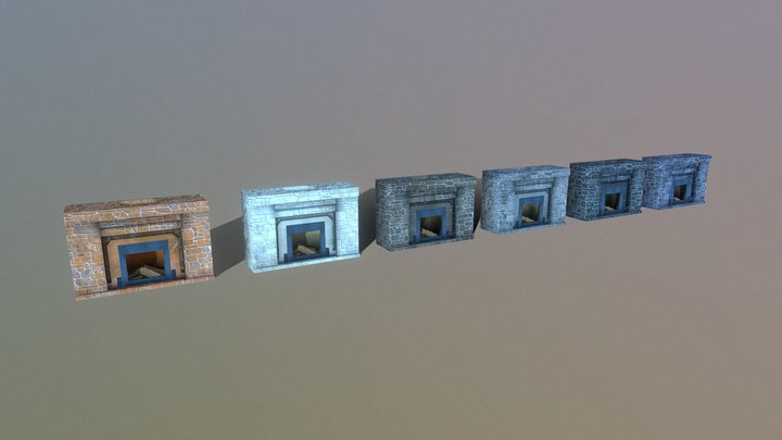 Mortared Stone Fireplace 3D Model