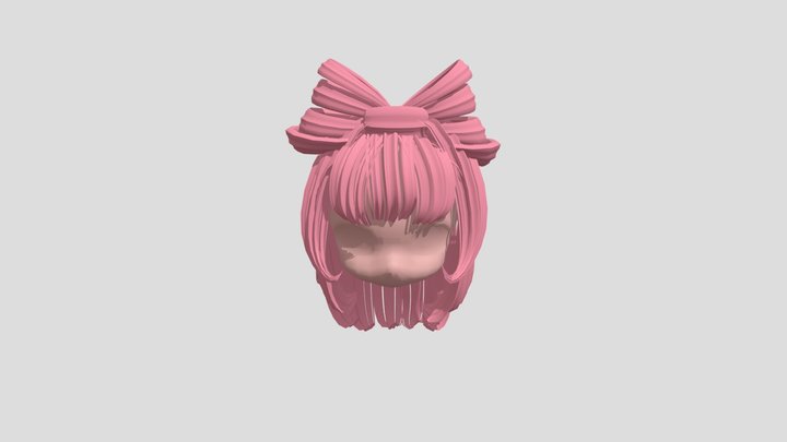 Female Hair- Cute Princess Pink 3D Model