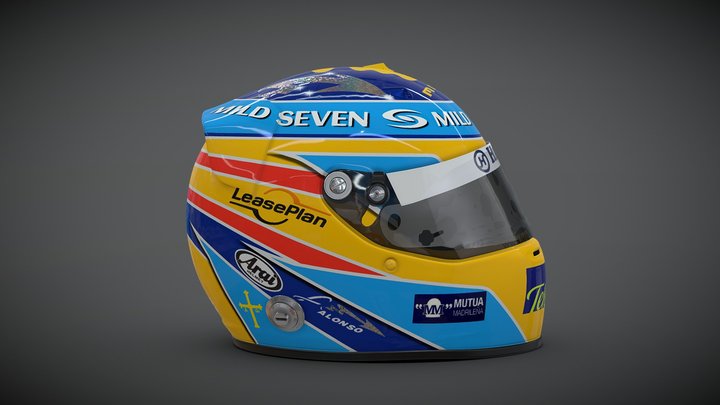 FERNANDO ALONSO 2006 HELMET F1 WORLD CHAMPION 3D Model