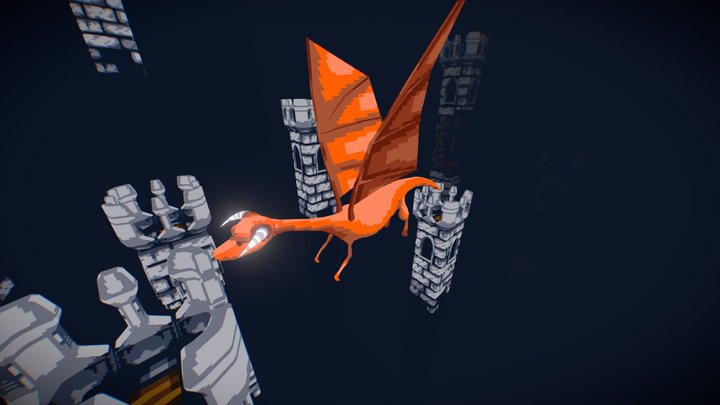 Pixel Dragon Flight 3D Model
